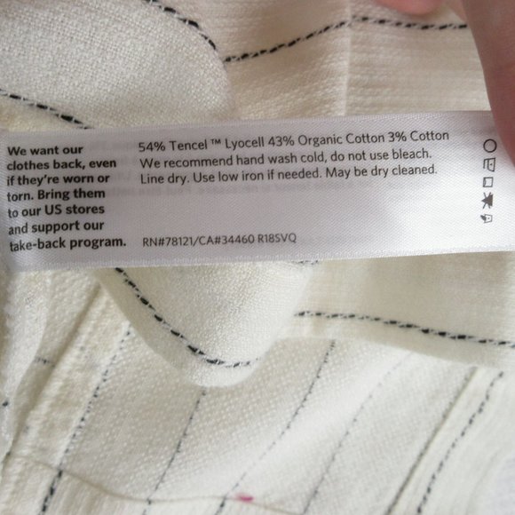 Eileen Fisher Stripe Bateau Neck Top In Ecru Size M R18SVQ - Picture 5 of 9